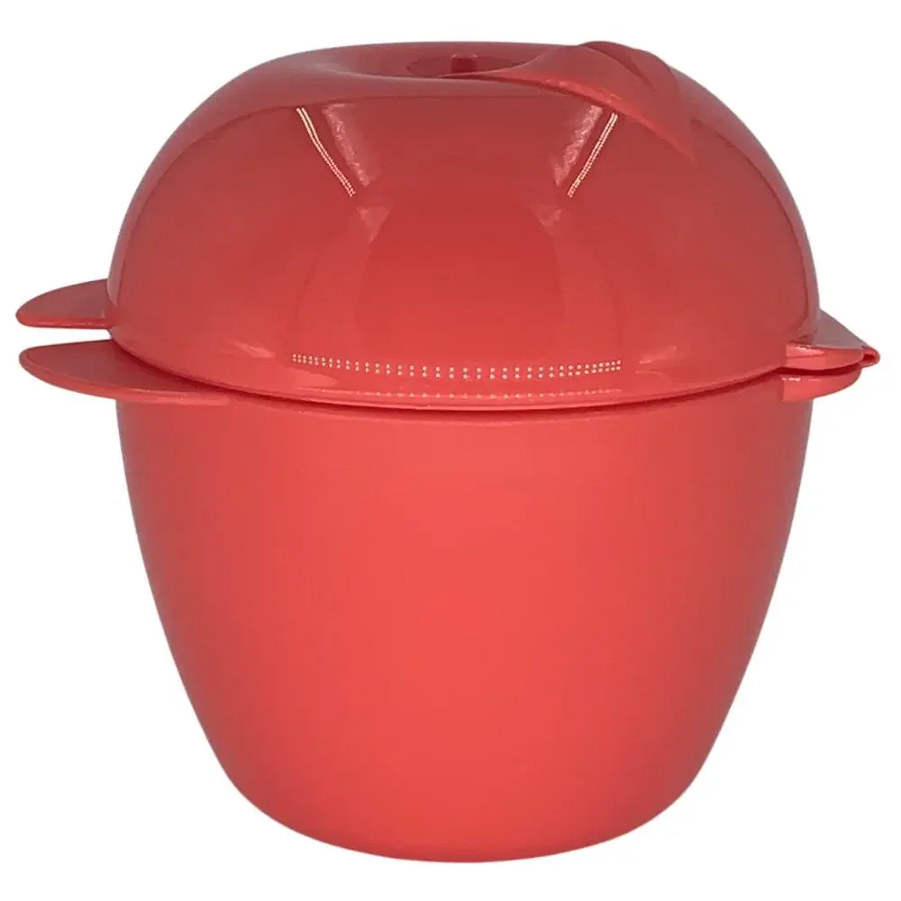 Tupperware Container Apple Shaped Red Treat Snack With Hinged Lid Forget Me Not